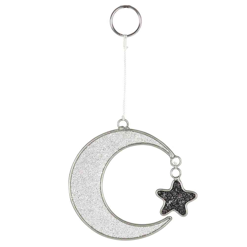Something Different - Mystical Crescent Moon Suncatcher - Silver coloured